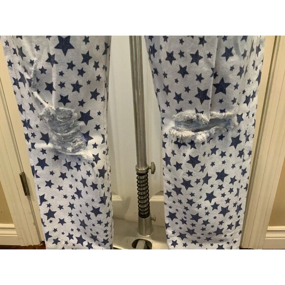 Hudson White W/Blue Star Print Cropped Distressed Skinny Jeans , Size 29, NWT! - Picture 3 of 11